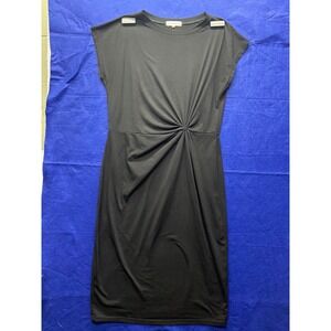 [Minimalist] Womens Elings Twist Front Draped Sheath Dress L Black